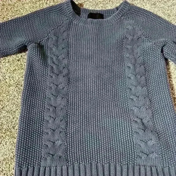 Womens Cynthia Rowley Blue Cable Knit Pullover Sweater Size Medium - Picture 2 of 9